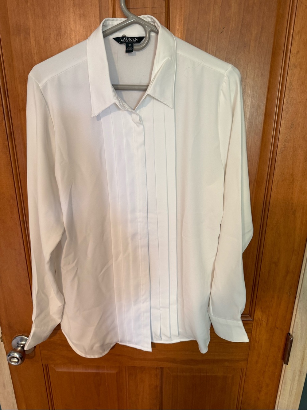 Ralph Lauren White Pleated Front Dress Shirt